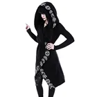 Женская Черная Куртка в стиле панк с длинным рукавом и капюшоном