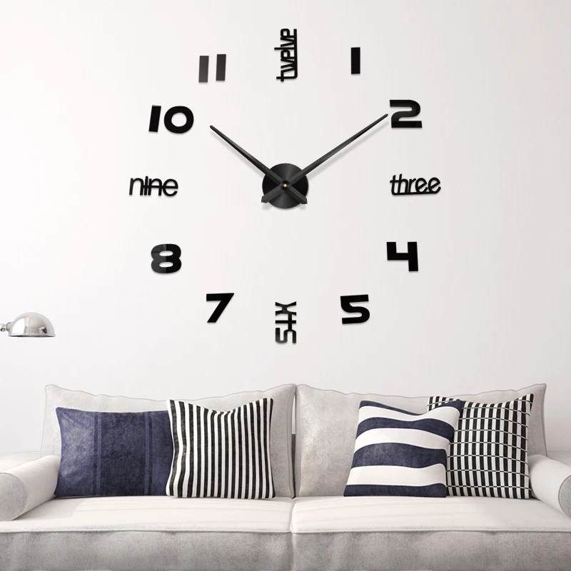 Home Decoration 48 inch Big Mirror Wall Clock Modern Design 3D DIY Large Decorative Clocks Watch Unique New Year Gift | Дом и сад