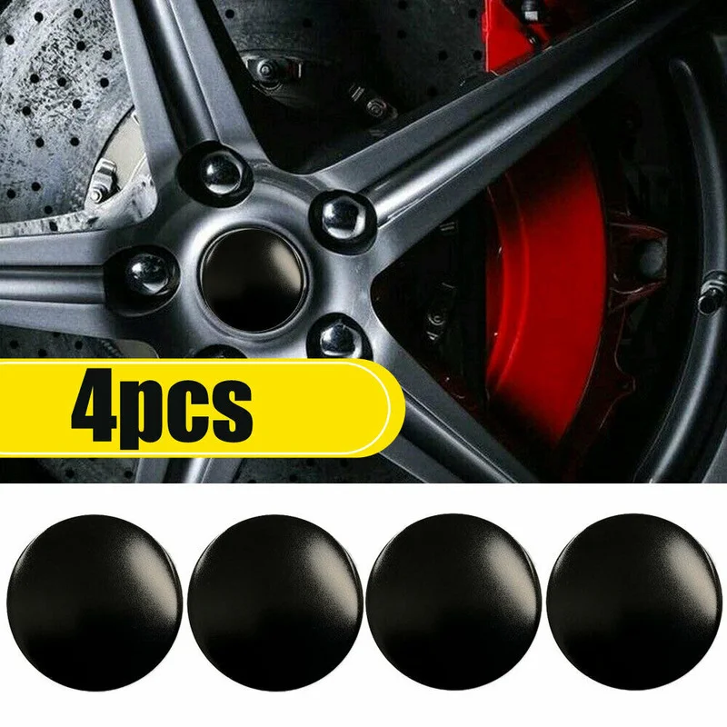 

4Pcs Aluminum Black Auto Car Wheel Center Hub Cap Stickers 2.2" DOME Shape Decor Decals Universal Exterior Parts Car Accessories