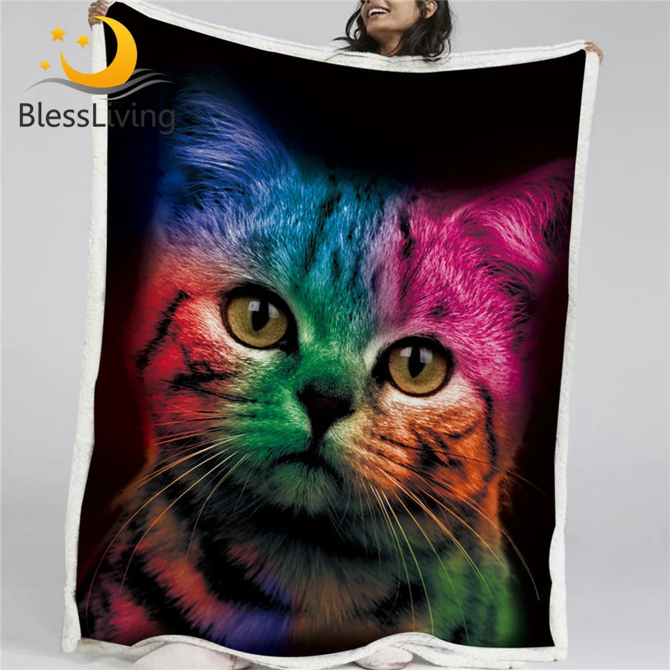 Blesslive одеяло для кошек, милое, цветное, теплое, кошачье шерпа, Фланелевое, флисовое, двустороннее, яркое, черное, постельное белье для взрослых детей