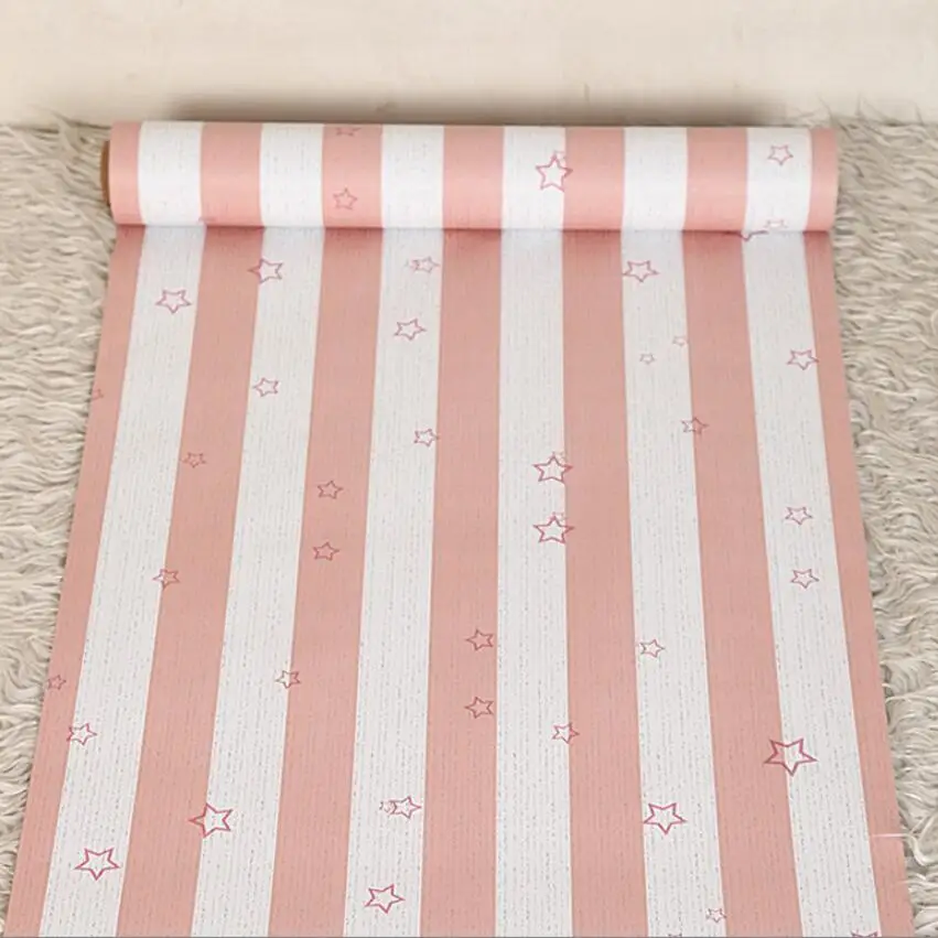 Обои в полоску с симпатичными звездами для детской комнаты милые Мультяшные