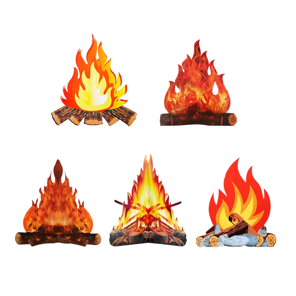 

Funny 3D Artificial Flame Cardboard Happy Halloween Party New Year Flame Ornaments Easter Christmas Fire Pile Campfire Home Deco