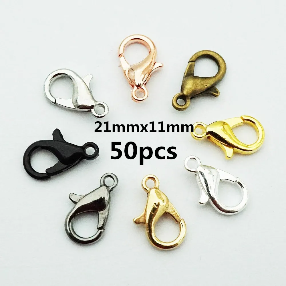 Lobster50pcs21x11mm 100 шт./лот застежка "Лобстер" крючок и 300 шт Открытый круг прыгающие кольца открытая одна петля для DIY ожерелье браслет Изготовление ювелирных изделий - Цвет: Lobster50pcs21x11mm