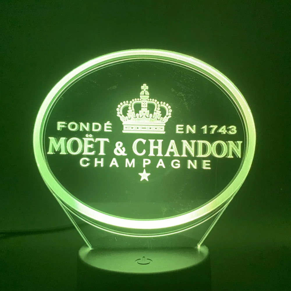3d светодиодный ночной Светильник Moet Et Chandon шампанского, лампа для внутреннего украшения, меняющая цвет, сенсорный датчик, пульт дистанционного управления, лампа