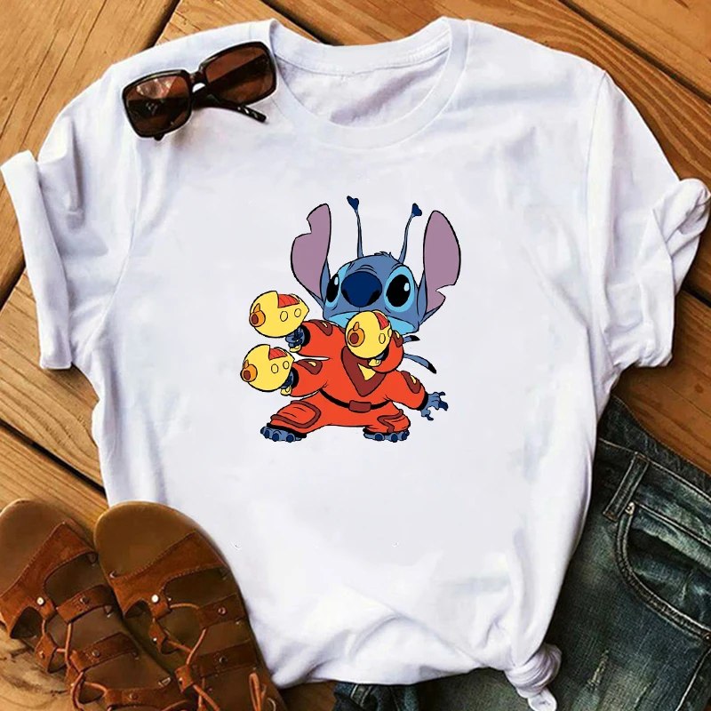 Графическая женская футболка с рисунком любви Lilo простроченные футболки женская футболка с коротким рукавом повседневные топы Camisas Mujer футболка