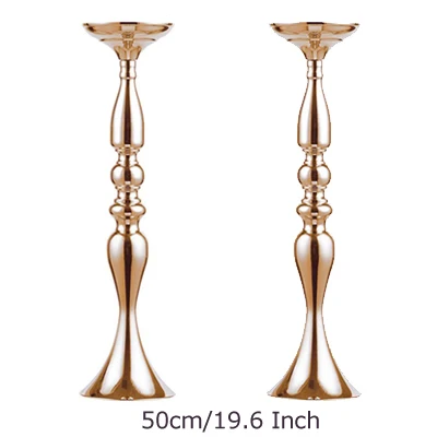2 x 50cm Rose gold ERMAKOVA золотые металлические подсвечники, подставка, цветы, ваза-подсвечник, Центральные элементы, как дорожные подсвечники - Цвет: 2 x 50cm Rose gold
