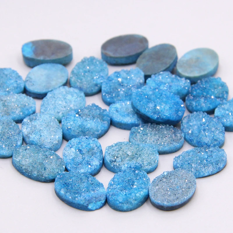 4 шт. натуральный синий кулон agates Druzy Шарм плоский кабошон Овальные Кабошоны