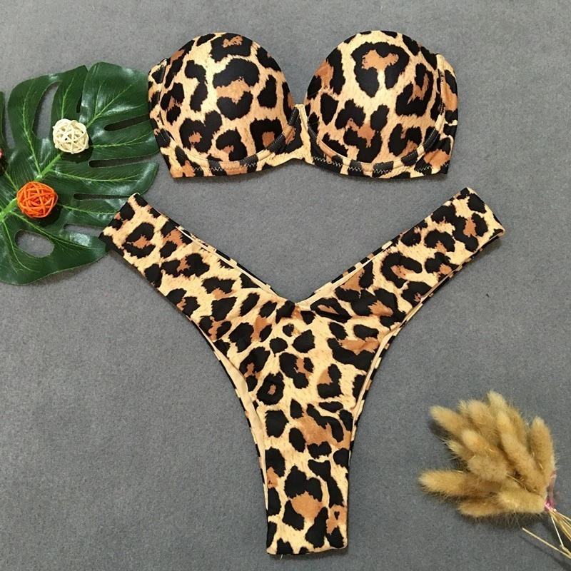 YZ7672 Leopard Сексуальный леопардовый бикини женский купальник женский бандажный купальник купальный костюм с пуш-ап maillot de bain femme thong biquinis - Цвет: YZ7672 Leopard