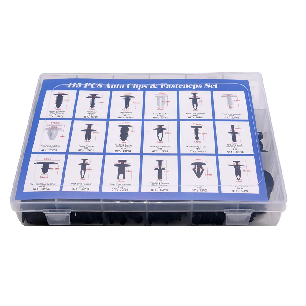 415 шт./компл. прочные пластиковые практичные автомобильные заклепки с нажимными