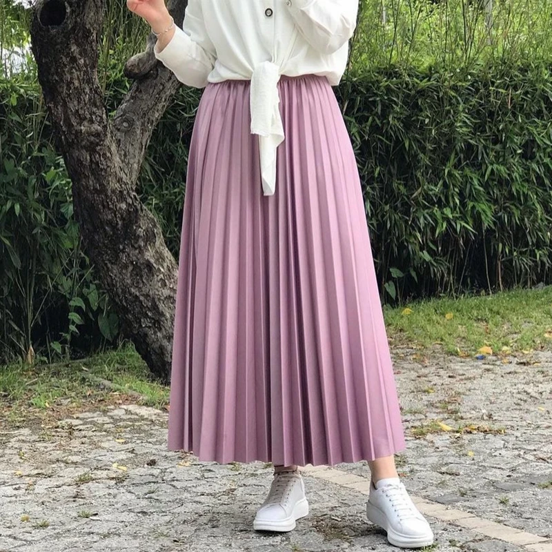 

Mandylandy, однотонная большая юбка-качели, плиссированная юбка-швабра, одежда для Ближнего Востока, Арабская Женская одежда, модная длинная юбк...