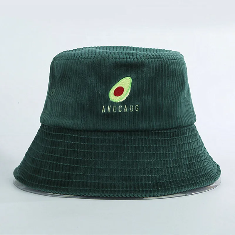 Шляпа рыбака с вышивкой авокадо Женская осенне зимняя японская Вельветовая