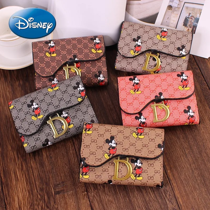 

Disney Cartoon Mickey Lady Card Bag Fashion Short Coin Purse Buckle Lady Wallet Purse