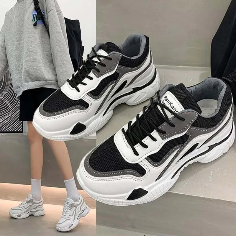 

Women's Chunky Sneakers Thick Bottom Platform Vulcanize Shoes Fashion Breathable Casual Running Shoe for Woman Female Canvas