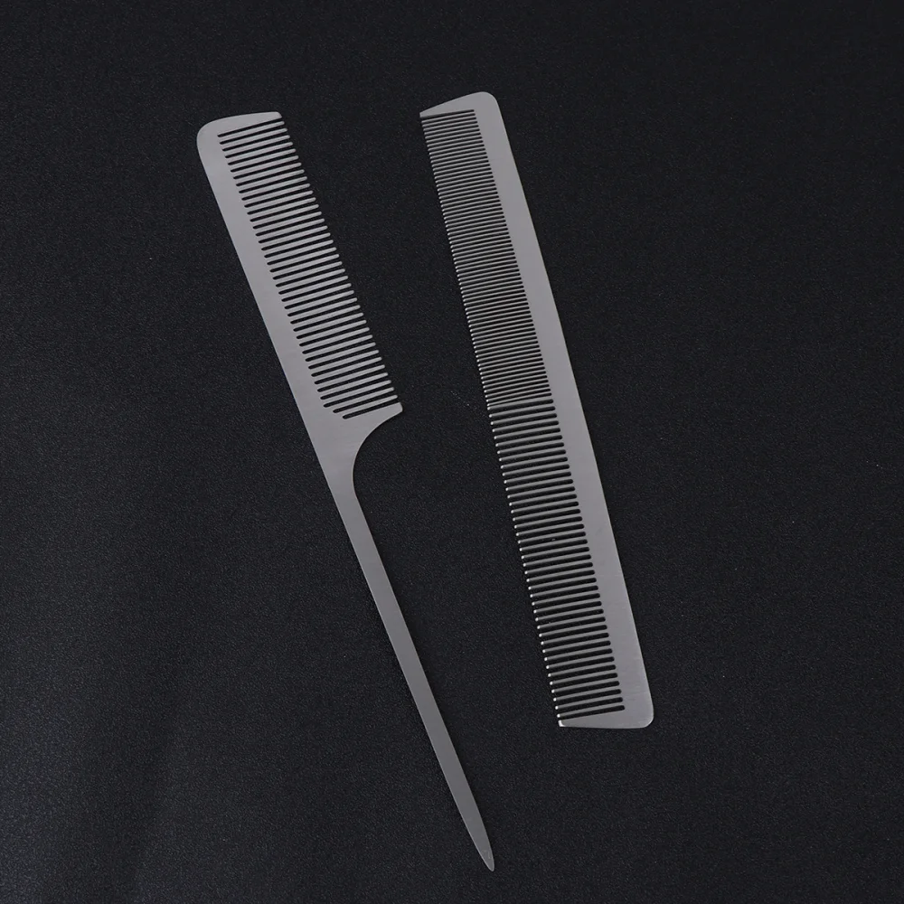 

2 Pcs Thin Stainless Steel Hair Comb Hair Salon Hairdressing Steel Comb Hair Cutting Metal Comb for Home Travel