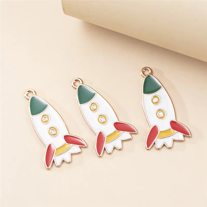 10 шт./лот эмалевые Подвески в виде ракеты астронавта планеты кулон DIY браслет