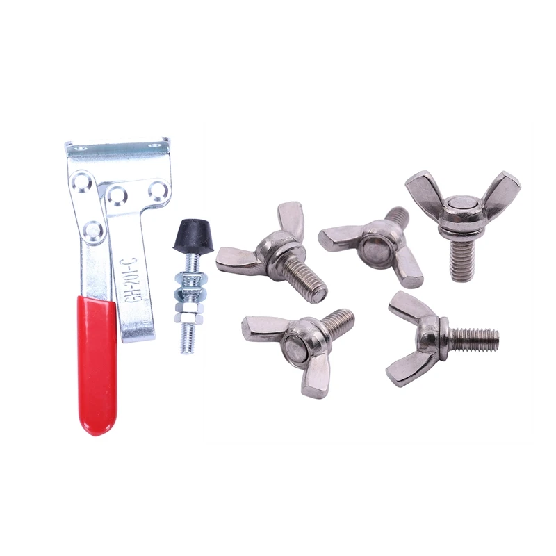 1Pcs Holding Capacity Quick Release U Bar Vertical Type Toggle Clamp Clip GH-201C &amp5Pcs M5 Thread 304 Stainless Steel Thumb Win |