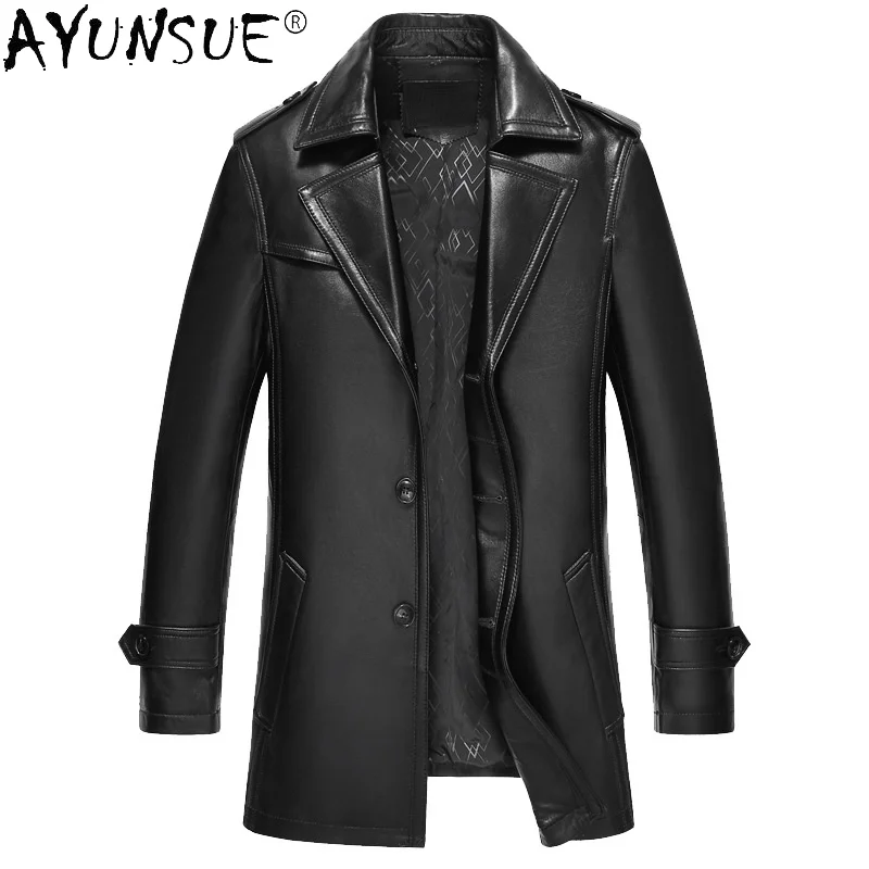 

AYUNSUE 2021 Spring 100% Genuine Sheepskin Leather Jacket Men Autumn Black Thin Jackets Men's Clothing Jaqueta Masculina Gmm22