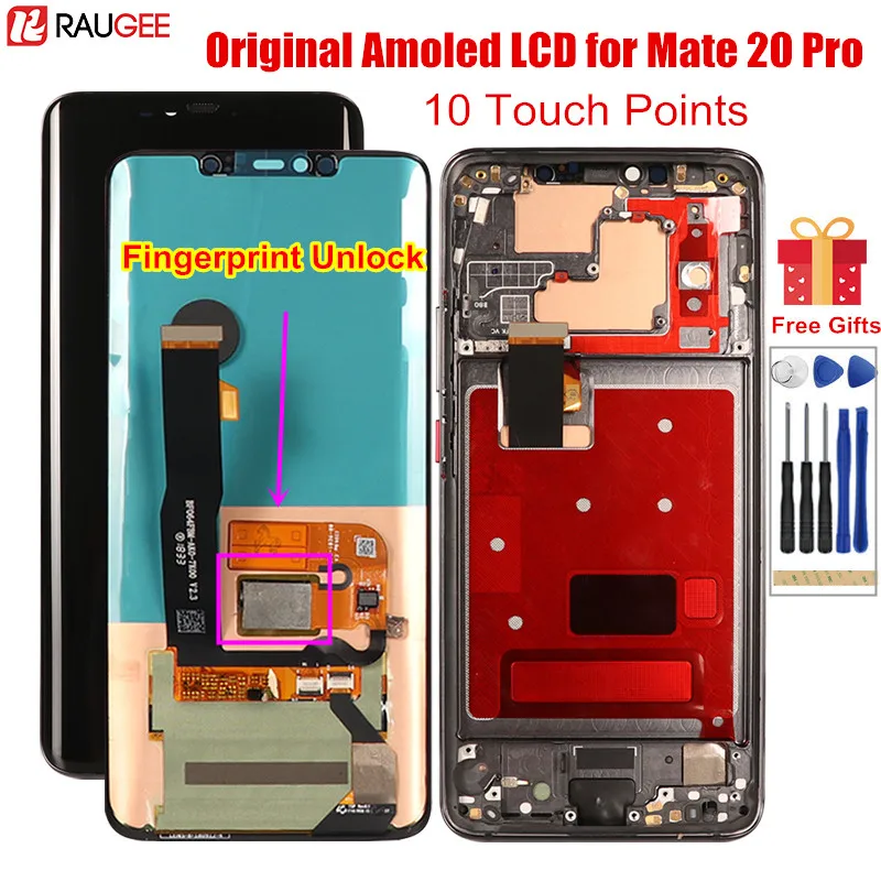 ЖК-дисплей для Huawei Mate 20 Pro LYA-L29 L09 оригинальный Amoled разблокировки 10-точечный