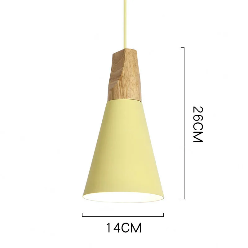 14cm Yellow Современный светодиодный подвесной светильник в скандинавском стиле из дерева, для кафе, ресторана, спальни, кухни, разноцветное украшение для дома, алюминиевый светильник - Цвет корпуса: 14cm Yellow