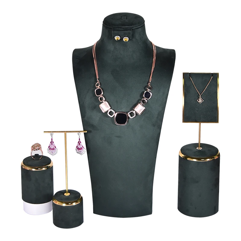 

JINSKY Jewelry Necklace Display Stand Wool Flannelette Covered Bust Jewelry Storage Holder