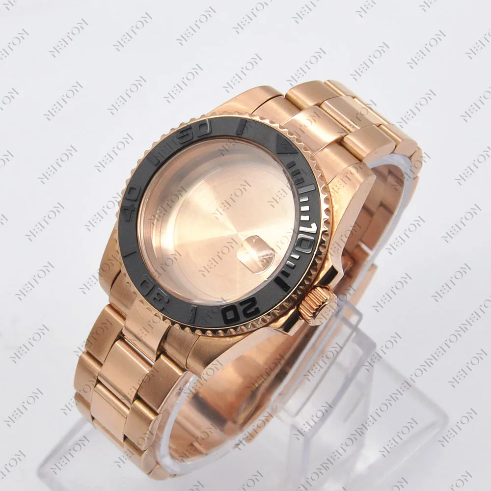 Чехол-накладка NEITON 40 мм черный PVD сапфировое стекло подходит для ETA2836 NH35/36 Mingzhu