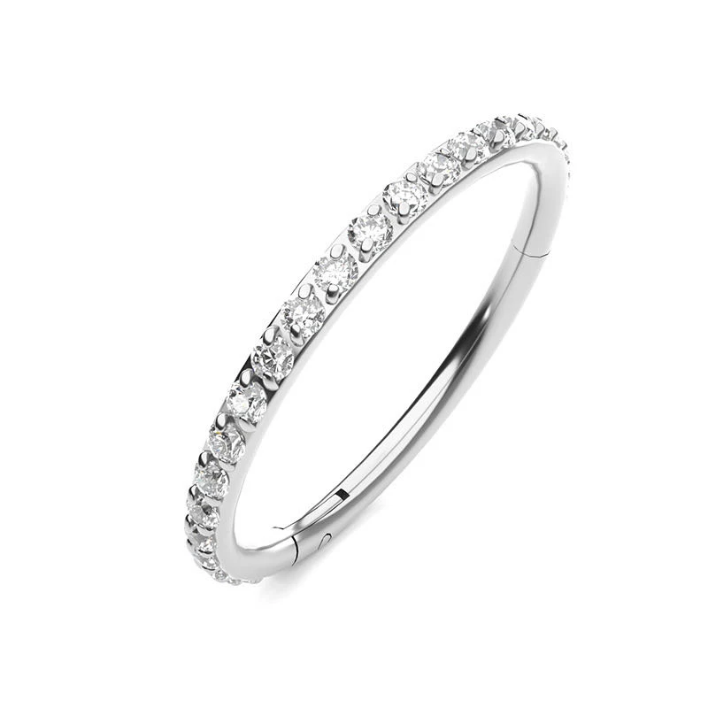 6-12mm Stainless Steel Zircon stone Hight Segment Clicker Ring Nose Septum Jewelry Earrings Septum Ring Piercing Fashion Jewelr