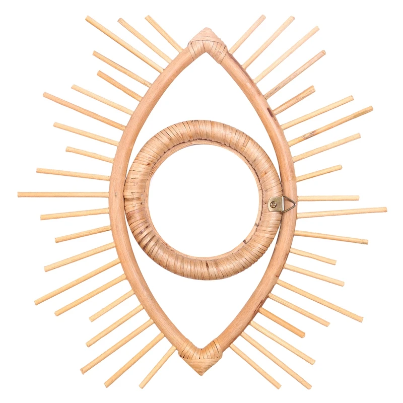 Зеркальная рама в форме глаза из ротанга художественный декор зеркало для