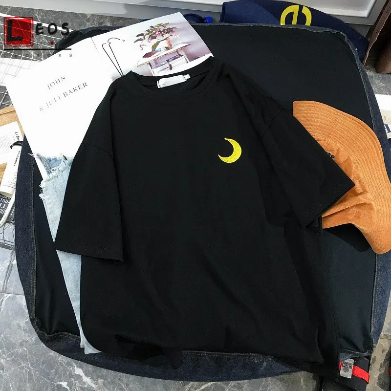 harajuku weather embroidery Women t shirt cartoon Loose All-match summer Short Sleeve Simple Kawaii Candy colors tshirt | Женская одежда