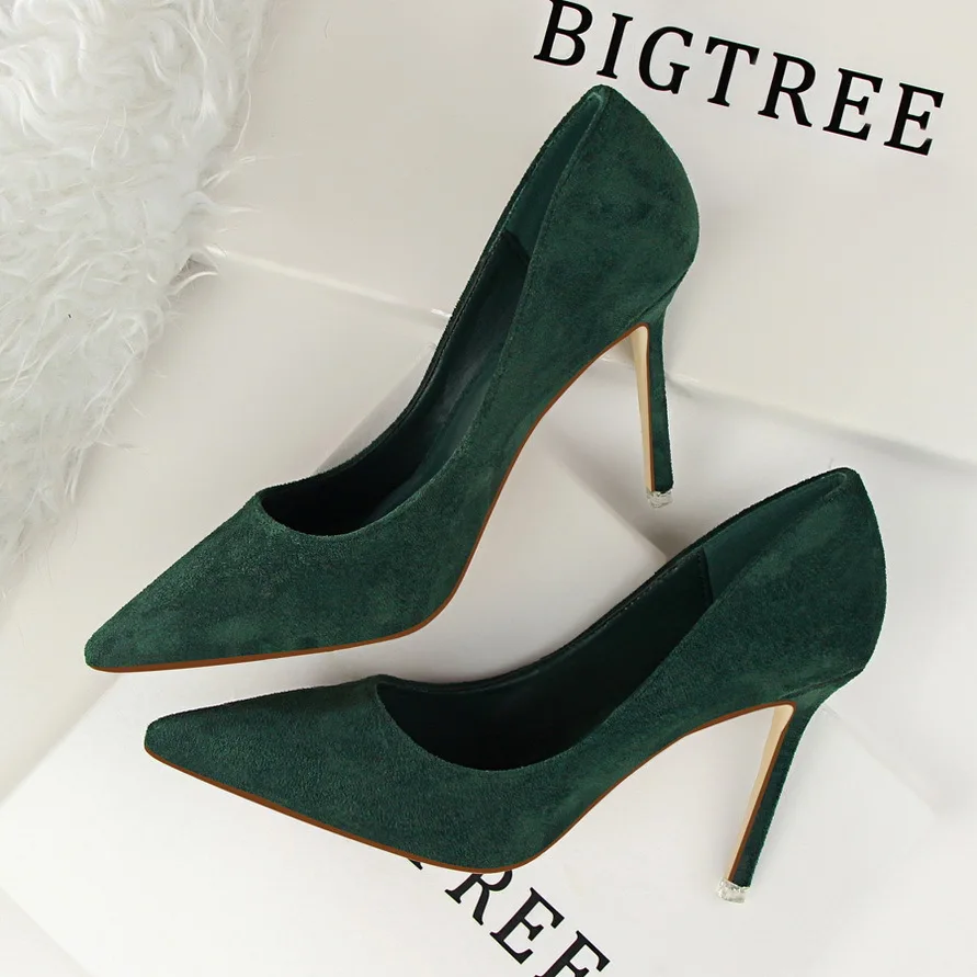 

Korean-Style Fashion Simple Fine with High Heels Shallow Mouth Pointed Suede Sexy Career Ol Shoes