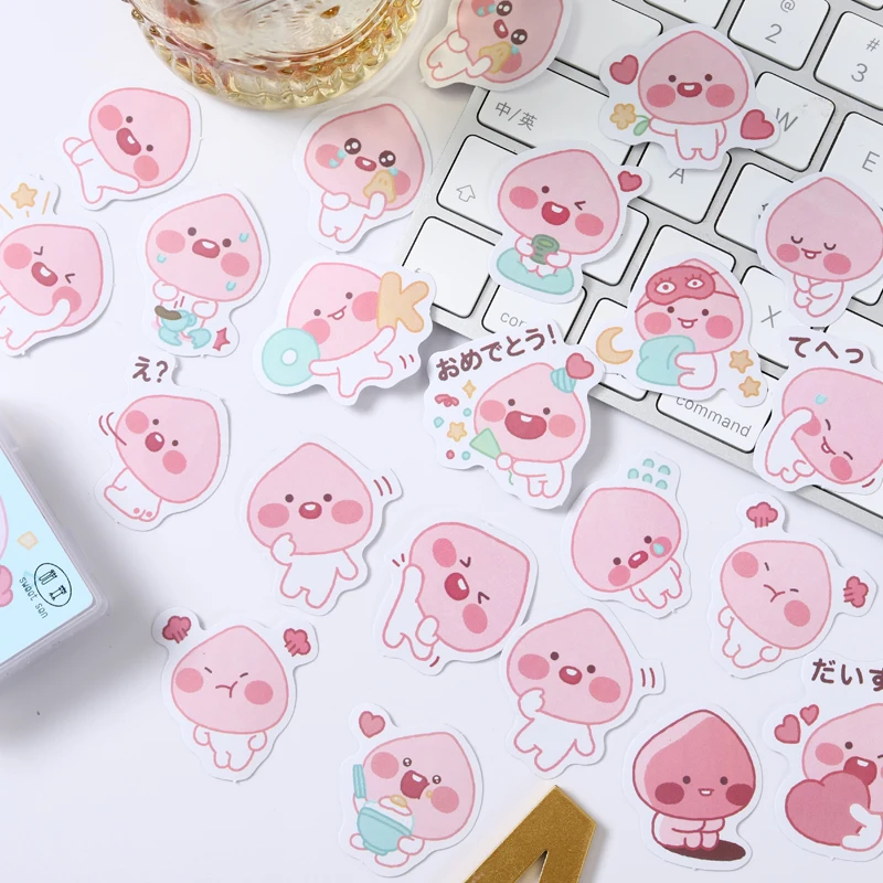 40 шт. милые наклейки для девочек персиковый мультфильм аниме узор ins материал diy