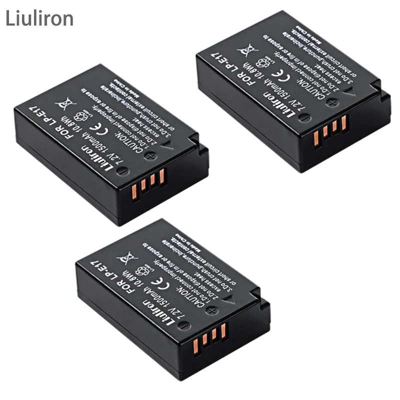 3battery LPE17 LP E17 LP-E17 Батарея+ ЖК-дисплей USB Dual Зарядное устройство для цифровой однообъективной зеркальной камеры Canon EOS 200D M3 M6 750D 760D T6i T6s 800D 8000D поцелуй X8i камеры - Цвет: 3battery