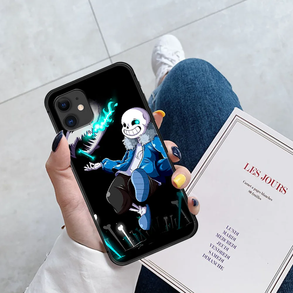 

Undertale Papyrus Sans Skull Boy Phone Case For Iphone 5 5S SE 2020 6 6S 7 8 Plus 11 12 Mini X XS XR Pro Max black Waterproof