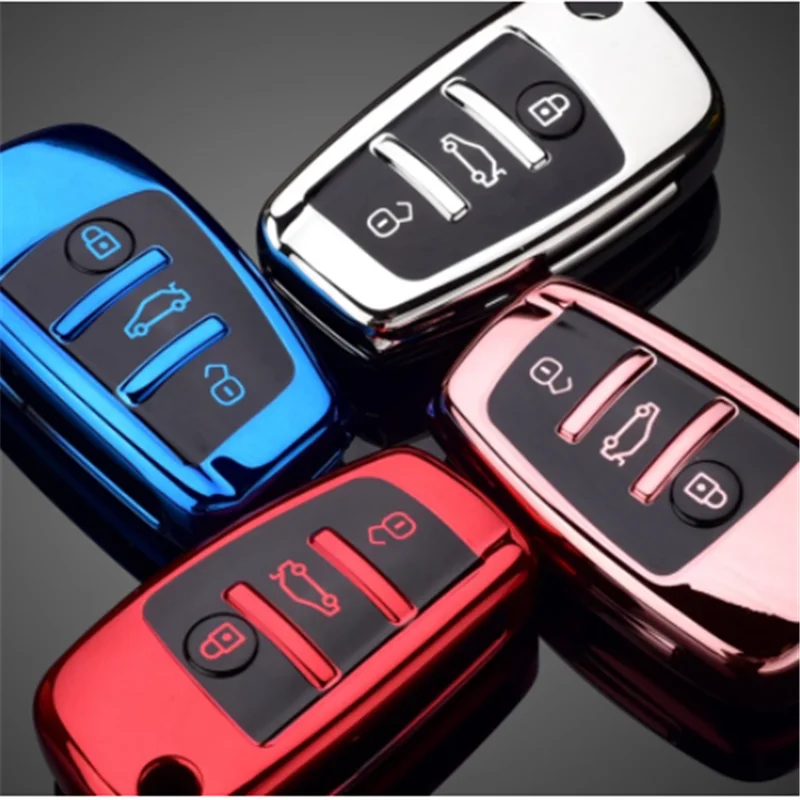

New TPU Car Key Case for Audi A5 Q7 S4 S5 A4 B9 Q7 A4L 4m TT TTS RS 8 2016 S 2017 2018 Key Shell Protector Key Case Chains