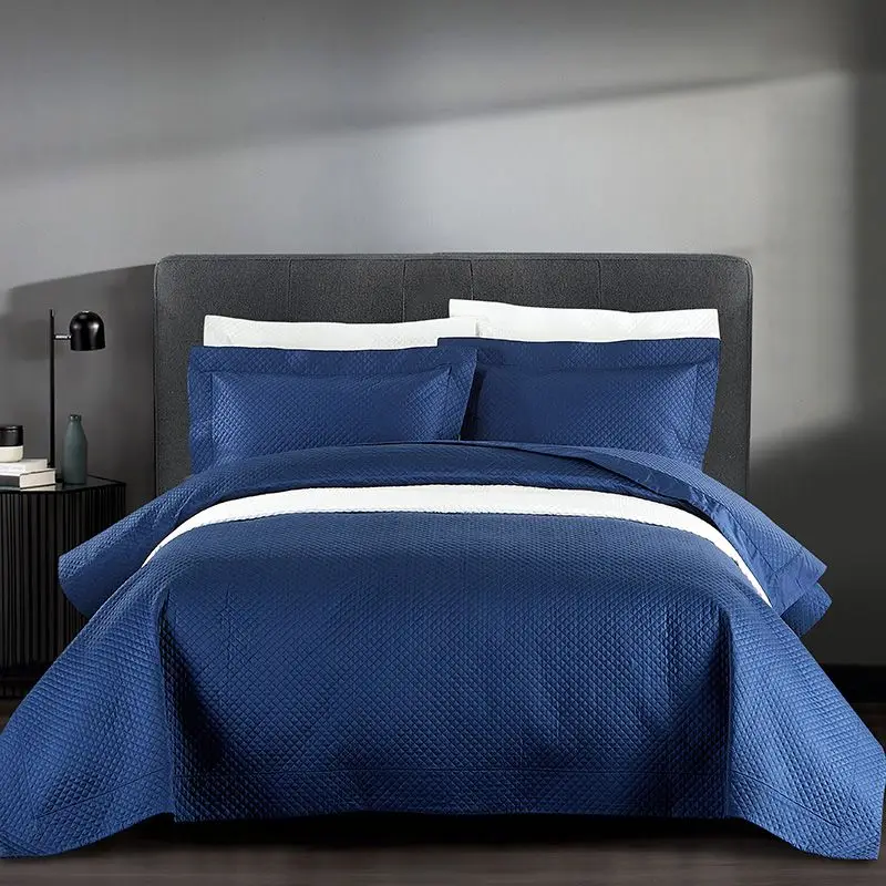 Синее и белое стеганое покрывало из египетского хлопка с бриллиантами 600tc