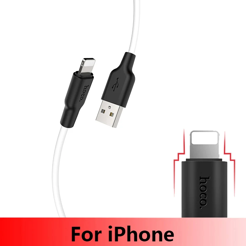 usb cable for iphone HOCO X21 Plus Мягкий силиконовый USB кабель для iPhone 11 pro max type-C кабель для samsung Xiaomi huawei Micro кабель 2 м 1 м 0,25 м - Цвет: usb cable for iphone
