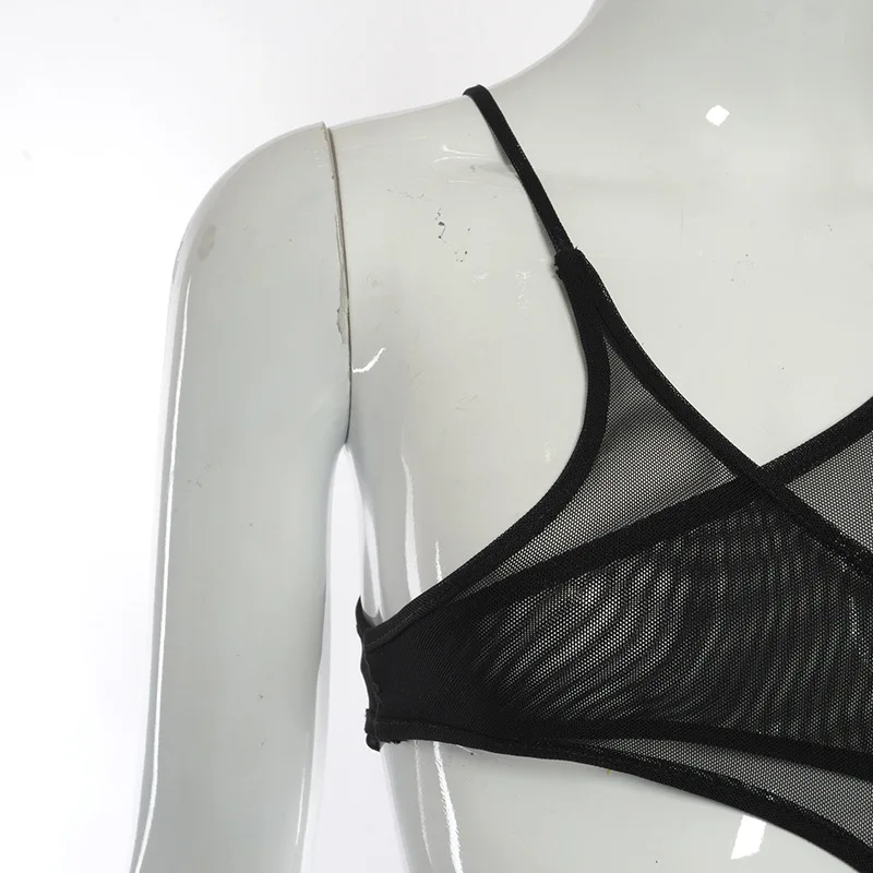 

2021 Summer Dress Women Sheer Mesh Black Brown Mini Women Dress Sexy See Through Hollow Out Bodycon Night Club Party Dresses