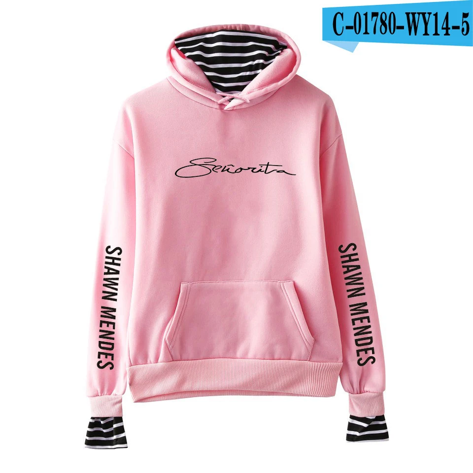 New shawn mendes Fake Two Pieces Hoodies Men/Women Autumn Winter Fashion Casual Sweatshirt Shawn Mendes Hip Hop Hoodie - Цвет: pink