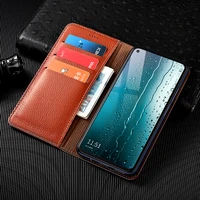 litchi patter genuine leather magnetic flip cover for motorola moto p30 p40 p50 power one power2 case luxury wallet