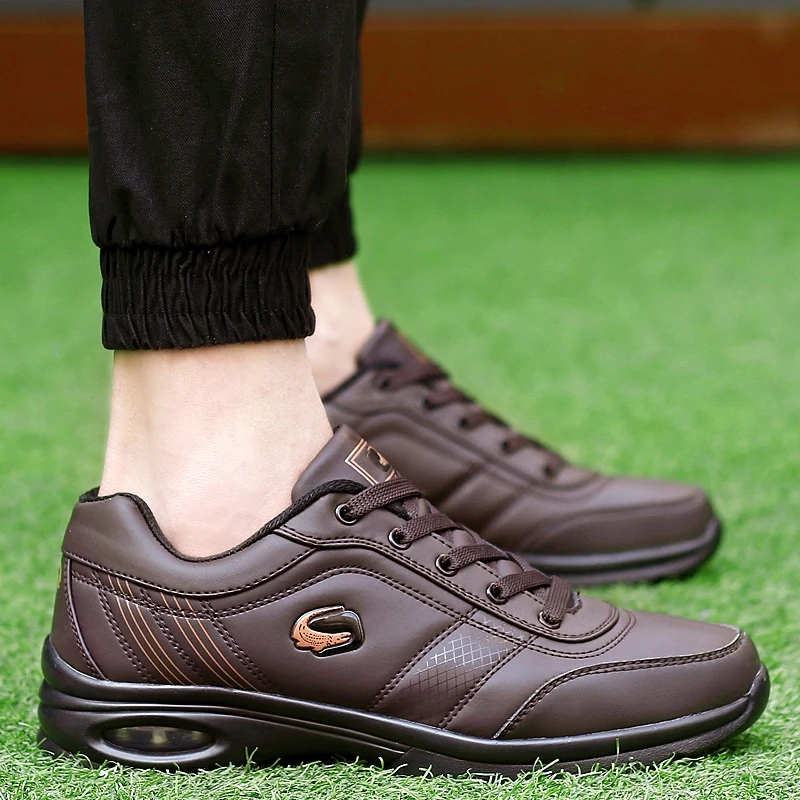Мужские кожаные кроссовки для бега и ходьбы | Спорт развлечения