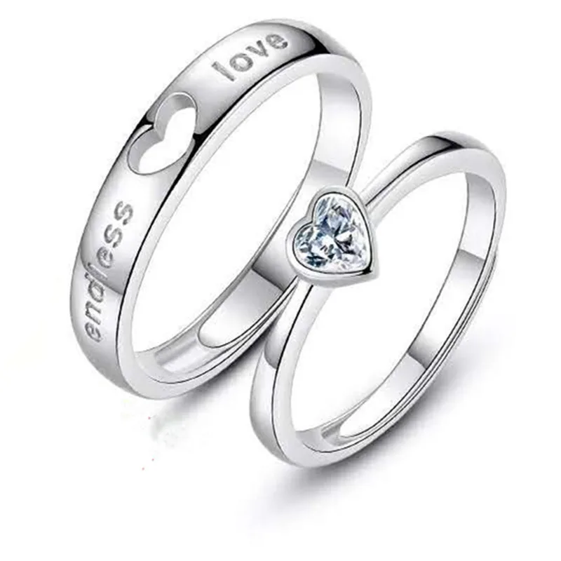 

Forever Love ECG Ring for Couples Women Men Zircon Hollow Opening Adjustable Couple Ring Jewelry Bride Wedding Lover Dating Gift