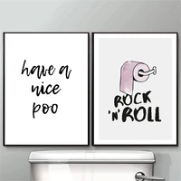 funny toilet poster bathroom wall art prints rock and roll minimalism canvas painting quote have a nice poo wc sign home decor