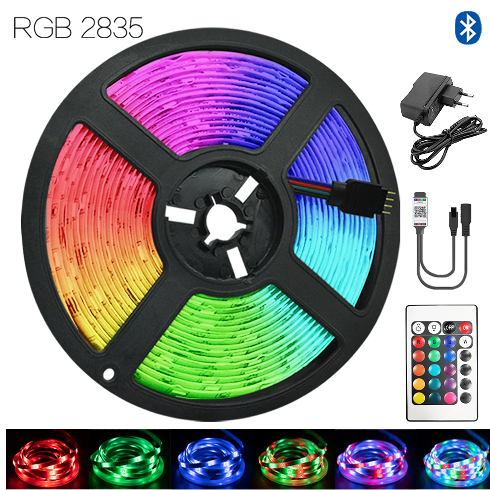 

TV Kitchen Room Iuces 24.6 ft (7.5M) LED Strip Bluetooth RGB 2835 12V EU Plug Flexible Lamp DIY Decoration Tape Ribbon Diode
