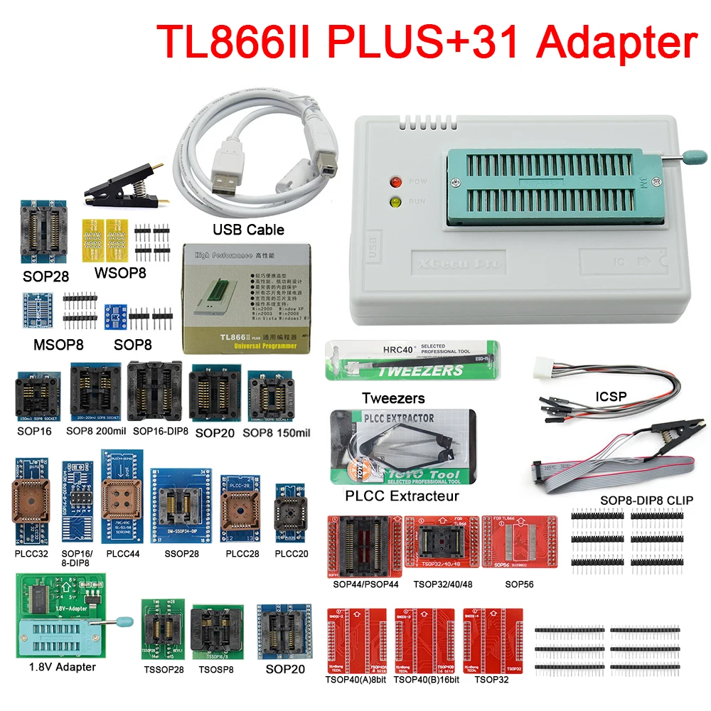 Программатор V11.30 Minipro TL866II Plus USB-программатор с поддержкой 16000 + IC SPI Flash NAND EEPROM MCU PIC