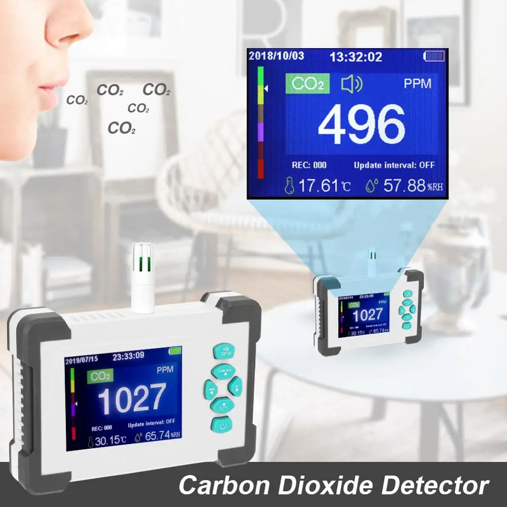 

Портативный детектор двуокиси углерода полезные CO2 измеритель влажности Измеритель влажности и температуры ℃/℉ переключаемый мониторинг...