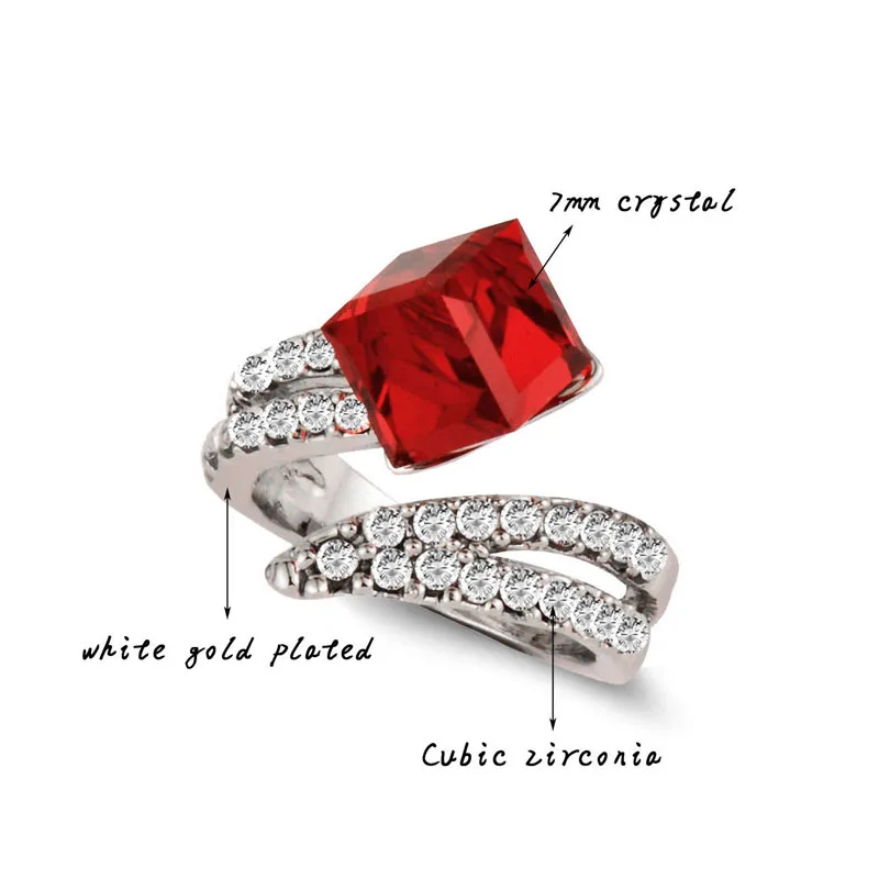 SINLEERY обручальные кольца с красным синим квадратным кубическим кристаллом