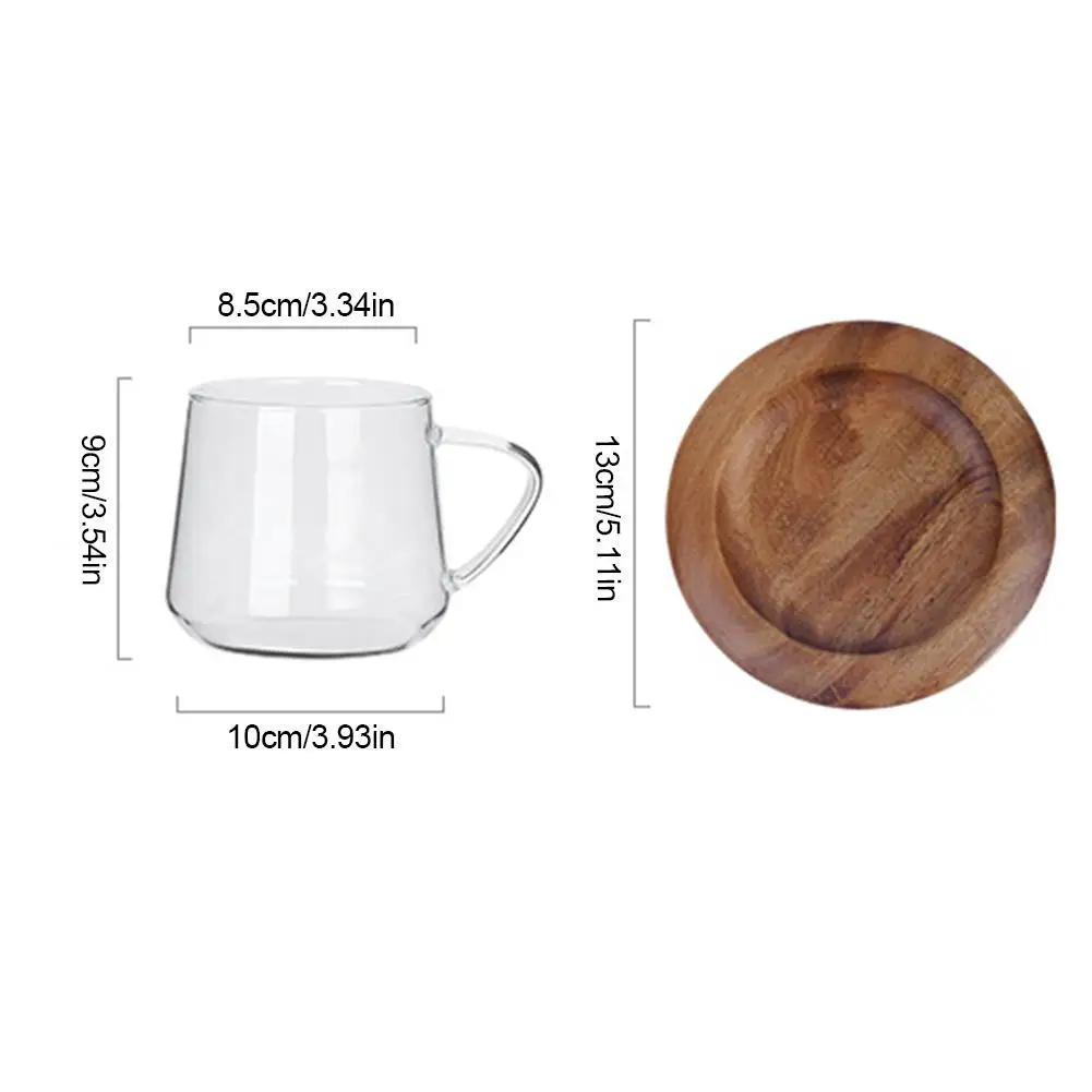 

350ml 450ml High Borosilicate Glass Tea Cup Simple High-grade Coffee Cup Transparent High Temperature Resistant Cup with coaster