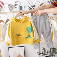 new spring autumn children clothing kids baby boys dinosaur hoodie trousers 2pcs set casual toddler girl sportswear suit 1 5y