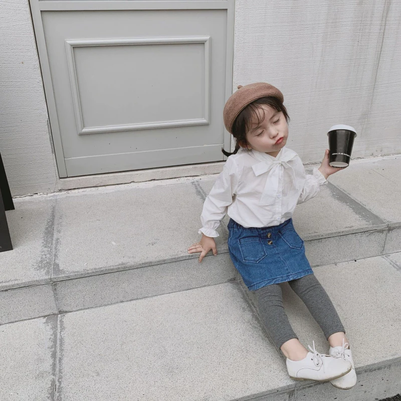 Рубашки для девочек Детские хлопковые свободные рубашки с длинными рукавами