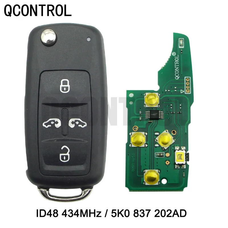 

QCONTROL 4 BTCar Remote Key 433MHz VW Volkswagan Caravelle Sharan Multivan MPV T5 Control ID48 chip