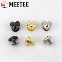 meetee 8x8mm heart rivet screw for bag hardware handbag decorative studs button nail rivet metal buckles snap hook leather craft